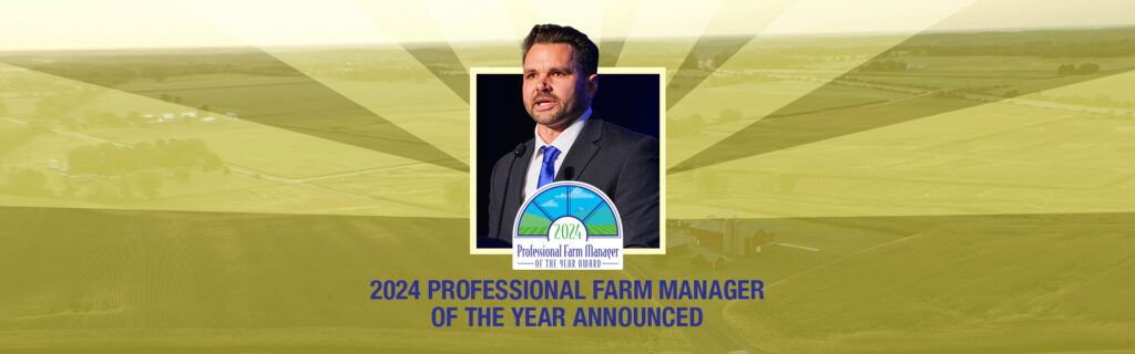 Ben Price and the Professional Farm Manager of the Year logo.